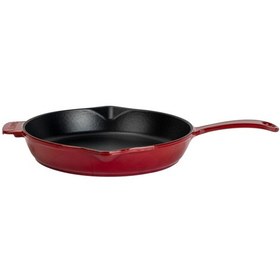 Resim Lava Döküm Yuvarlak Kızartma Tavası Döküm Demir Yekpare Saplı. Çap Ø 28cm-bordo Bordo 