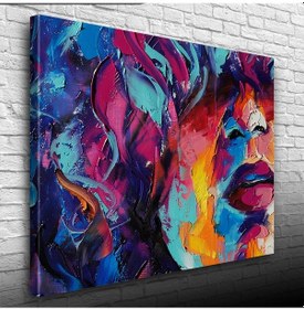 Resim Soyut, Renkli , Yağlıboya Dokulu Kanvas Tablo 50 X 70 