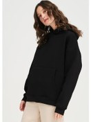 Resim Da Vinci Siyah Oversize Basic Kapüşonlu Hoodie/sweatshirt 3 İplik Siyah 