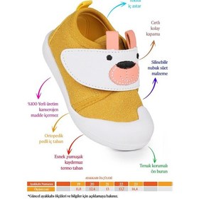 Resim Kiko Kids Winni Cırtlı Kız Bebek İlk Adım Panduf Ayakkabı Sarı 