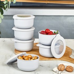 Resim Yazıcı 6 Adet Sızdırmaz Kapaklı Saklama Kabı - 500 ml Kapaklı Plastik Kase Seti 