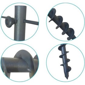 Resim Plaj Şemsiye Sabitleme Kazığı Metal Burgulu Kazığı Güçlü Plaj Şemsiyesi Direk Sabitleyici Siyah 