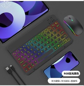 Resim Maiyame Gradient Rgb Aydınlatmalı Bluetooth Klavye & Fare Seti - 10 İnç İpad/tablet Uyumlu Siyah Diğer 
