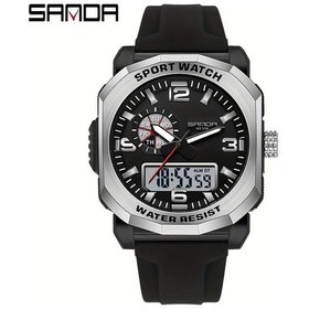 Resim Oldfriend Sanda Erkek Spor Saati Siyah Gümüş Alarmlı Işıklı 50m Su Geçirmez Dijital Diğer 