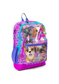 Resim Coral High Pembe Köpek Desenli Dört Bölmeli Okul Sırt Çantası 