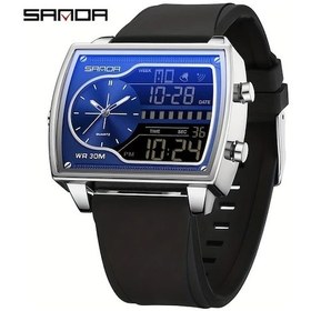 Resim Oldfriend Sanda Kare Dijital Erkek Saati Siyah Mavi Su Geçirmez Darbe Dayanıklı Alarm Kronometre Diğer 