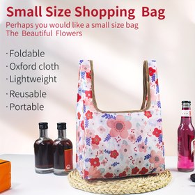 Resim Küçük Boy Alışveriş Çantaları, Taşınabilir Minyatür Bilek Çantası Oxford Kumaş Yeniden Kullanılabilir Market Çantaları, Katlanabilir Tote Çanta, Hafif ve Pratik Süpermarket Çantaları 
