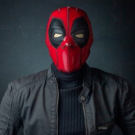Resim DeatPool Mask - Giyilebilir Gerçek Deri Kahraman Kostümü 