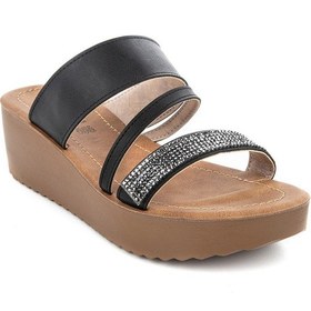 Resim Muya Bein Anatomik Taban Bantlı Taşlı Kadın Terlik Siyah 