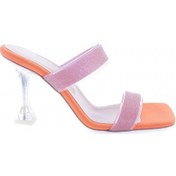 Resim Dgn 5155-23y Kadin Şeffaf Simli Bantli Topuklu Terlik 5155-2271-R13932 Turuncu 