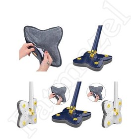 Resim Fatmazel Yedek Bezli Kare Kendinden Sıkmalı Deterjan Hazneli Temizlik Seti Yer Duvar Silme Mop 