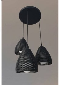 Resim Siyah 3'lü Sarkıt Avize Ayarlanabilir Modern Salon Mutfak Yatak Odası Antre Dekoratif Tavan Lambası Diğer 