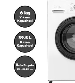 Resim KUMTEL 6kg Beyaz Tam Otomatik Çamaşır Makinesi Hw6mac-01 