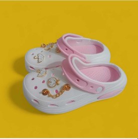 Resim Twingo Taşlı Emojili Kadın Terlik , Sandalet Yüksek Taban Beyaz-pembe 