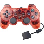 Resim Kırmızı-ps2 Kablolu Oyun Denetleyicisi Gamepad Çift Titreşim Temizle Denetleyici Gamepad Joypad Sony Playstation Ps2 Controle İçin 
