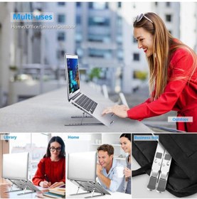 Resim Fuchsia Laptop Için Ayarlanabilir Alüminyum Katlanabilir Taşınabilir Dizüstü Bilgisayar Tablet Sehpası 