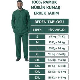 Resim Poriento Ekru Geniş Kalıp %100 Pamuk Müslin Kumaş Hakim Yaka Kısa Kollu Erkek Hac Umre Takımı Salaş Günlük 
