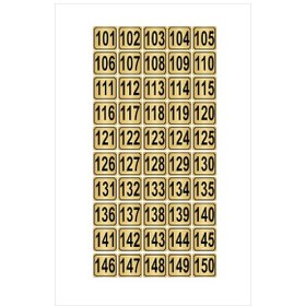 Resim Metal Kapı,masa,dolap Numarası 7cmx7cm 50 Adet (101…150) Altın Renk Metal 
