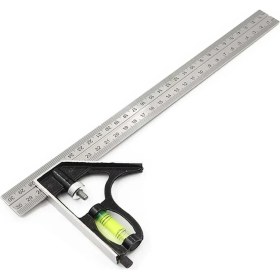 Resim Binbir Reyon Kombine Metrik Gönye Alüminyum Su Terazili 300 mm 45-90 Derece CE081 