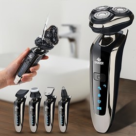 Resim Şarj Edilebilir 3 Başlıklı Erkek Elektrikli Tıraş Makinesi, Standart veya Çok Fonksiyonlu Bakım Seti, Opsiyonel Burun/Sakal Kesici ve Kesim Başlığı ile Erkek Tıraşı, Çocuk Saç Kesimi ve Kadın Vücut Tüyü Düzeltme için Uygun 