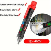 Resim 1 adet Akıllı Temassız Gerilim Test Cihazı Kalem, 12-400V Elektrik Sensörü ile LCD Ekran, Ses ve El Feneri Fonksiyonu, Ayarlanabilir Hassasiyet, Otomatik Kapanma, İç Mekan Elektrik Testleri ve Yenileme Projeleri için İdeal, Elektrik Test Aracı | Ergonomik Tasarım | ABS Reçine Gövde 