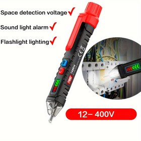 Resim 1 adet Akıllı Temassız Gerilim Test Cihazı Kalem, 12-400V Elektrik Sensörü ile LCD Ekran, Ses ve El Feneri Fonksiyonu, Ayarlanabilir Hassasiyet, Otomatik Kapanma, İç Mekan Elektrik Testleri ve Yenileme Projeleri için İdeal, Elektrik Test Aracı | Ergonomik Tasarım | ABS Reçine Gövde 