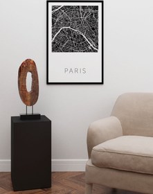 Resim Paris Siyah Harita - Art Print - 30x40 cm 