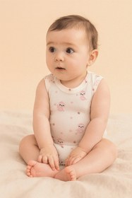 Resim Boumini Pamuklu Bebek ÇıtÇıtlı Atlet Body Pembe Miskin Zarf Yaka 0-36 ay 