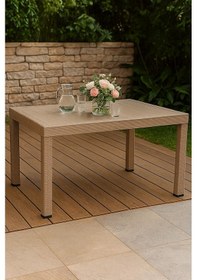 Resim Masa Rattan 90x150 Camsız Bahçe&balkon&teras Masası - Cappucino 