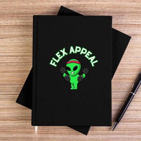 Resim Alien Lifting Siyah Çizgisiz Kanvas Defter - Siyah 