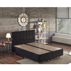 Resim Nironyatak Niron Ela Baza Ve Başlık Seti 200X200 Cm Çift Kişilik Siyah Kumaş 