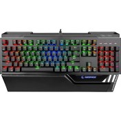 Resim Rampage KB-RX92 COMMANDER Full RGB Ledli USB 2*USB Hub Oyuncu US Layout Multimedia Aluminyum Mekanik Klavye 