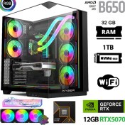 Resim Xaser Queen X5 Ryzen 7 7800X3D 32GB Ram 1tb M.2 Nvme SSD 12GB RTX5070 Sıvı Soğutmalı Oyuncu Bilgisayarı 