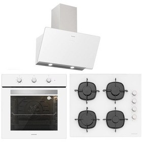 Resim Silverline BO6503W01 - CS5335W01 - 3457 Soho 60 Beyaz Cam Ankastre Set 