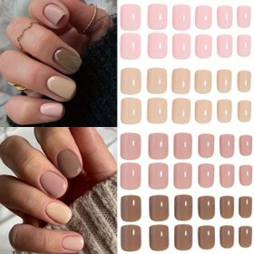 Resim 96 Adet Kısa Kare Basınçlı Tırnaklar - 4 Nude Renk (Bej, Yumuşak Pembe, Açık Kahverengi, Koyu Kahverengi) Parlak Bitişli, Saklama Kutusuyla Dayanıklı Yapay Tırnaklar - Kadınlar İçin Kolay Uygulanabilir Çıkarılabilir Sahte Tırnaklar, Mükemmel Hediye, Tırnak Aksesuarları, Güzellik Aksesuarları, Şık Tırnak Tasarımı, Yüksek Kaliteli Pressons 