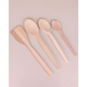 Resim Şeker Portakalım Ahşap 4 Lü Mutfak Takımı Tahta Kaşık Seti 