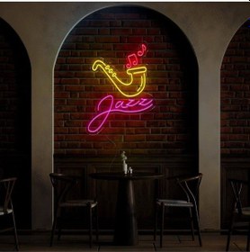 Resim Jazz Yazılı Ve Şekilli Neon Tabela Çok Renkli 