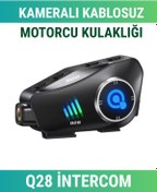 Resim WUNİT Q28 WUNİT Motosiklet Kask Bluetooth Kulaklık 1080p Kamera Interkom Kulaklık Su Geçirmez Intercom 