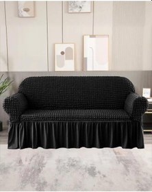 Resim StarMall Bürümcük Koltuk Örtüsü Kanepe Örtüsü 3lü Bir Adet Siyah 