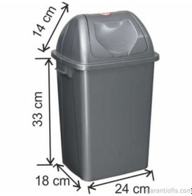 Resim Garanti Metal 7402 Plastik Çatı Kapaklı Çöp Kovası (16 Litre) 
