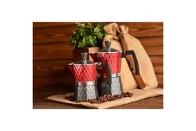 Resim Feyza Design Paslanmaz Çelik Moka Pot 6 Fincan, Şık ve Kullanışlı Mutfak Gereci 