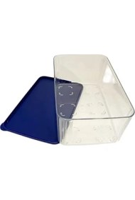 Resim Şeffaf ve Taze 2,5 L Şeffaf Mavi Koyu Mavi Buzdolabı Sistemi Taze Sistem Konteyner Kapaklı Dikdörtgen 