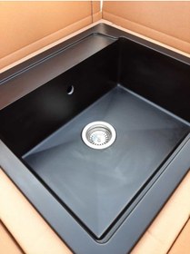 Resim Nokta Elegance Granit Eviye Siyah Tek Gözlü Mutfak Eviyesi 55 x 50 