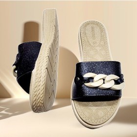 Resim Günlük Hasır Görünümlü Zincir Detaylı Ev Ve Dışarı Terliği 001 