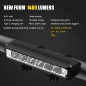 Resim 1400 lümen + 4000mAh pil, alüminyum alaşımlı malzeme, gece sürüş için çoklu aydınlatma modlarına sahip 6 LED bisiklet farı, bisiklet aksesuarı 