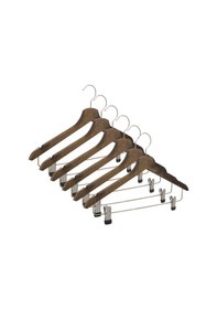 Resim Nyn Ahşap Askı M-002 Mandallı Gömlek Etek Askısı Ceviz Renk 6 Adet 