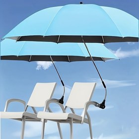 Resim 1 adet çok fonksiyonlu UV korumalı taşınabilir şemsiye, ayarlanabilir plaj sandalyesi şemsiyesi - dört renk seçeneğiyle. Kamp, plaj sandalyeleri, golf arabaları, tekerlekli sandalyeler ve bahçe sandalyeleri için ideal - klasik plaj tasarımıyla kampçılıkta olmazsa olmaz 