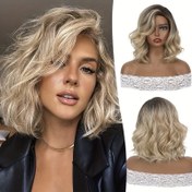 Resim 12 İnç 30cm Kadın Kısa Kıvırcık Omuz Boyu Peruk - Isıya Dayanıklı Sentetik İplik, Mat Bitiş, Blonde Detaylar, Günlük Giyim İçin Mükemmel, Günlük Giyim Peruk|Kısa Kıvırcık Peruk|Isıya Dayanıklı Peruk 