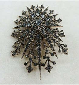 Resim Arma Swarovski Taşlı Elmas Montür Yaka İğnesi Broş Altın 