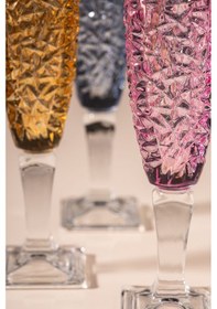 Resim Çarşıdayız 3 Renk 6'lı Cam Kahve Yanı Su Bardağı Seti 130 Cc Ayaklı Bardak 3 Renk 